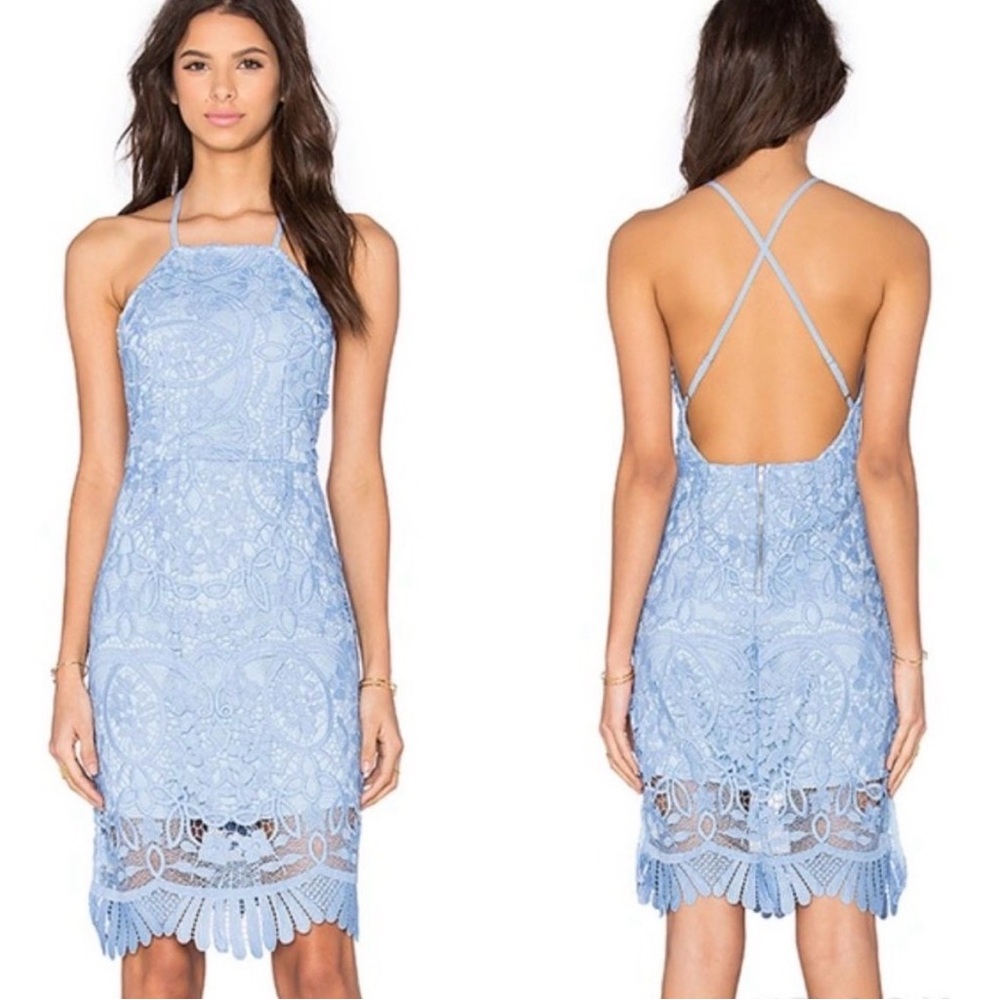 Lovers + Friends Nina Lace Midi Dress Blue Size XSmall